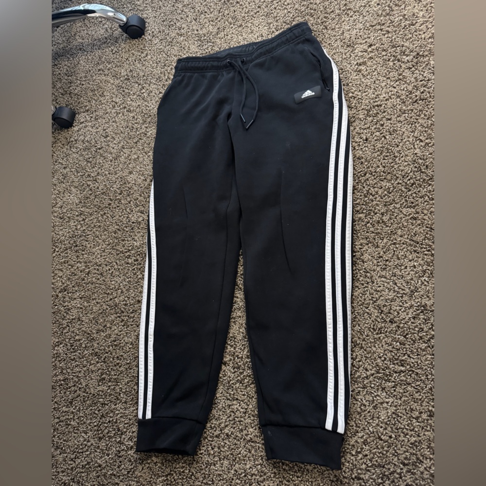 adidas Kids Black and White Striped Joggers
